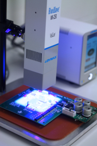 Dymax UV/LED light-curing system curing maskant on PCB