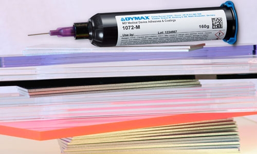 Stack of plastic, metal, glass, and dissimilar substrates that can be bonded with light-curable adhesives.