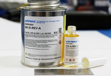 Dymax Bottle of Adhesive Activators for Structural Bonding